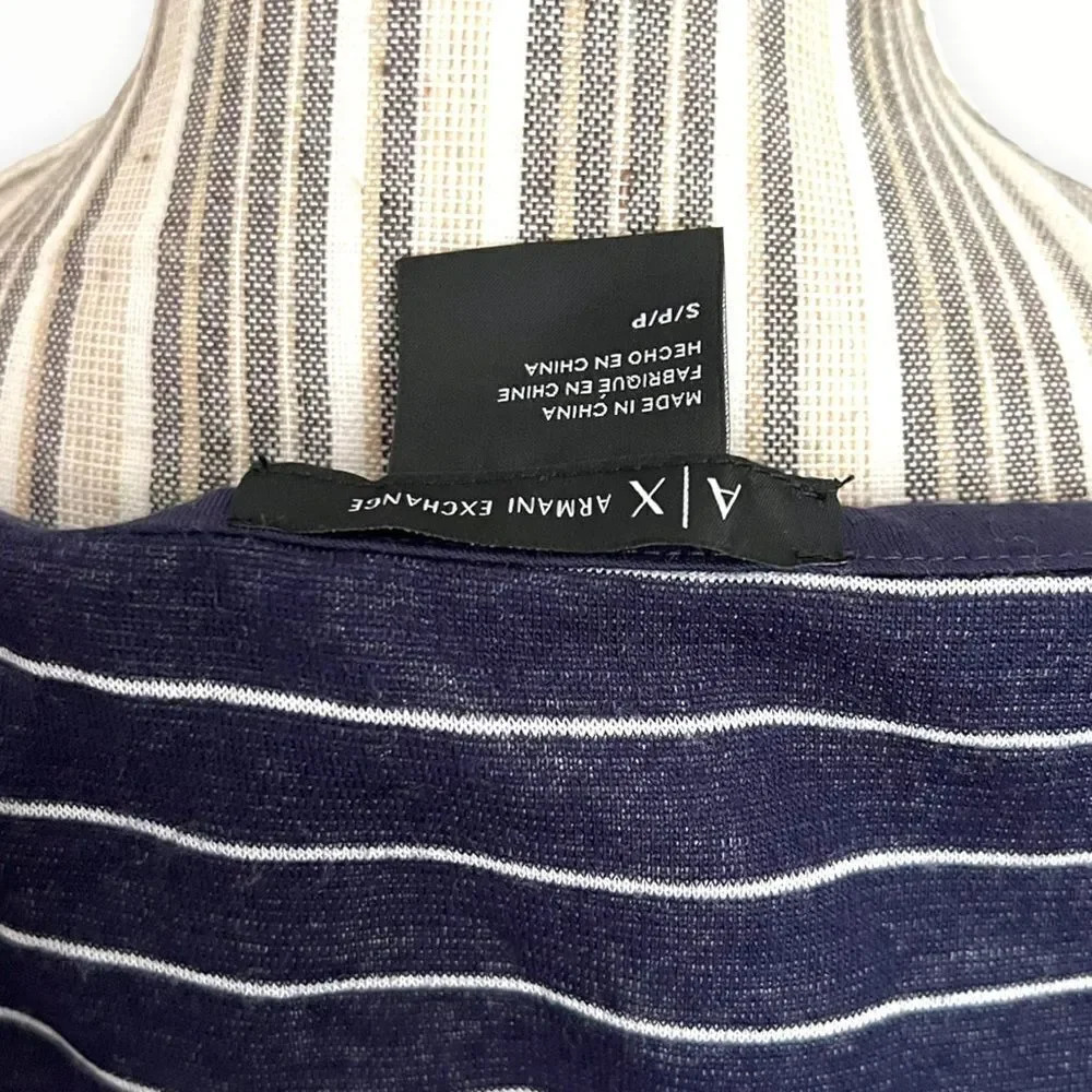 ARMANI EXCHANGE | Navy | White Stripes Midi Dress - Picture 8 of 8